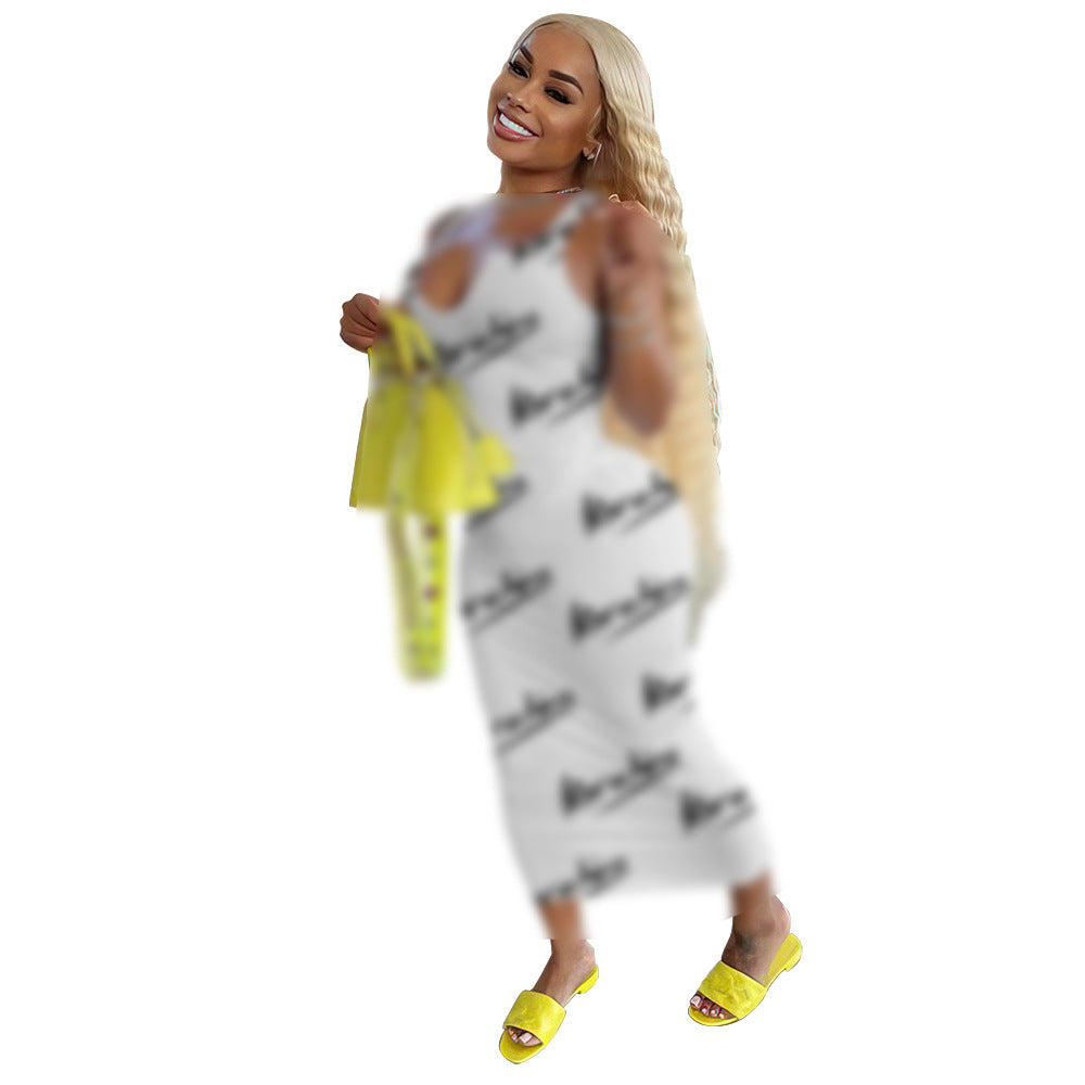 Women's Fashion Gradient Printing Small Sunken Stripe Dress