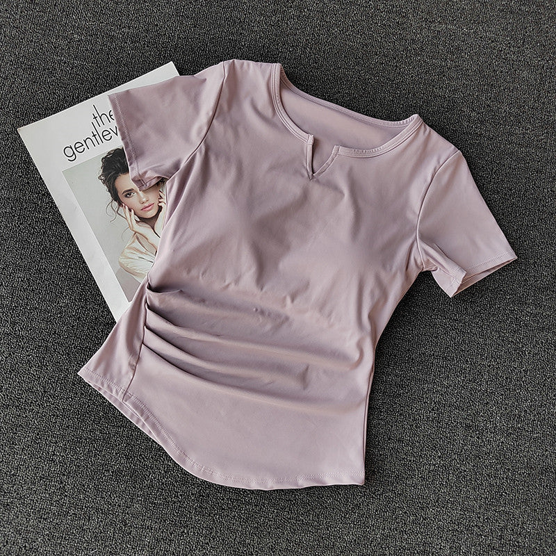 Women's Design Sleeve Sports With Chest Pad Women's T-shirt