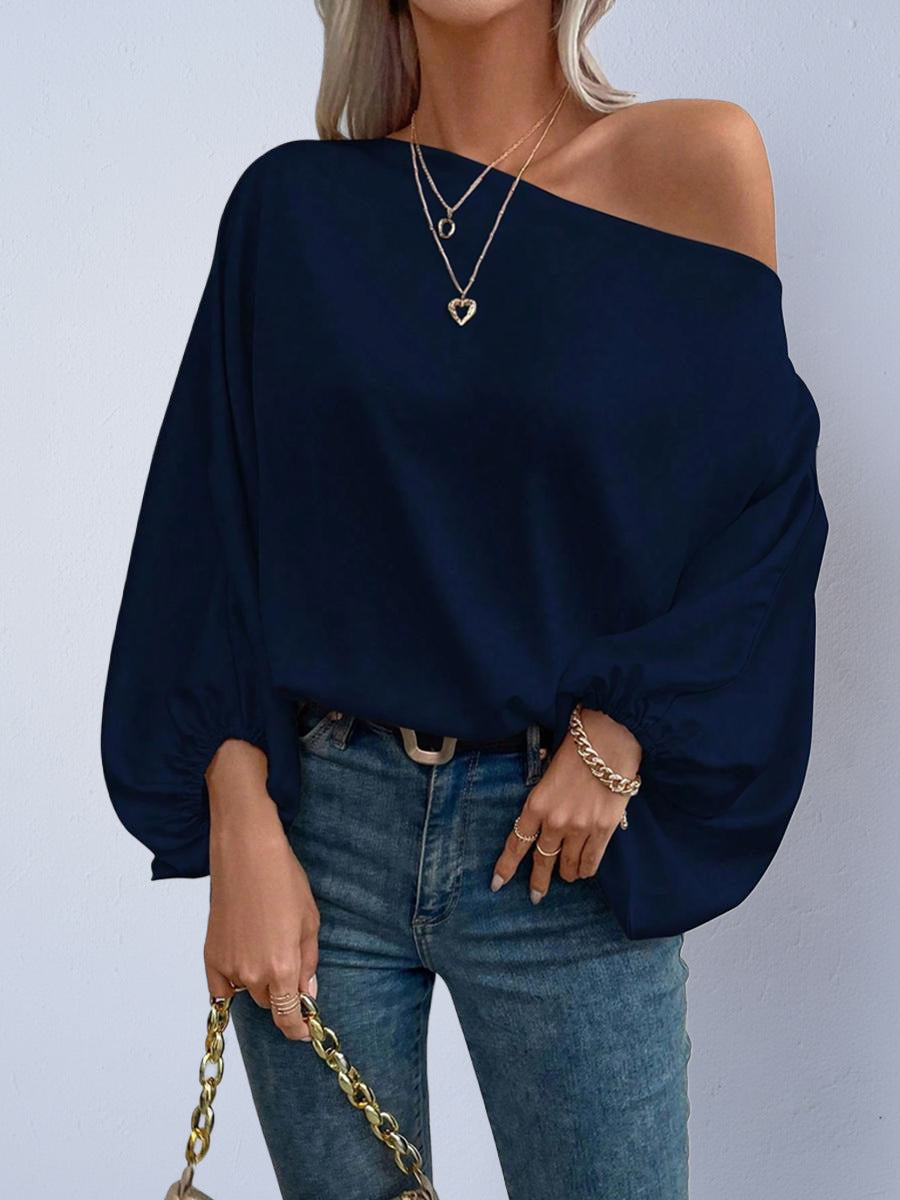 Women's Satin Shirt Winter Fashionable Asymmetric Blouse