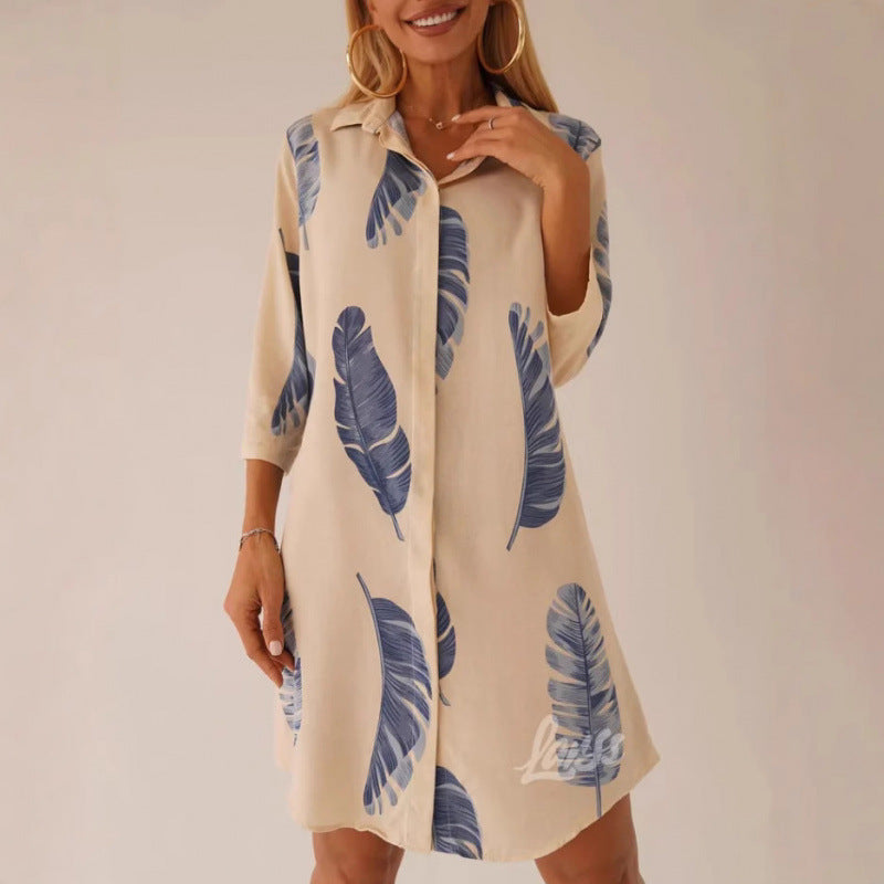 Versatile Fashionable Elegant Printing Lapel Single-breasted Cardigans