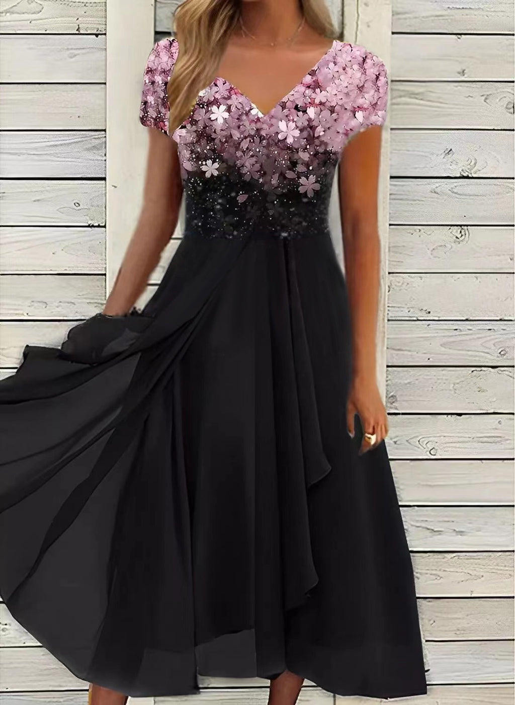 Women's Summer Fashion Urban Casual Patchwork Chiffon Dress