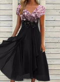 Women's Summer Fashion Urban Casual Patchwork Chiffon Dress