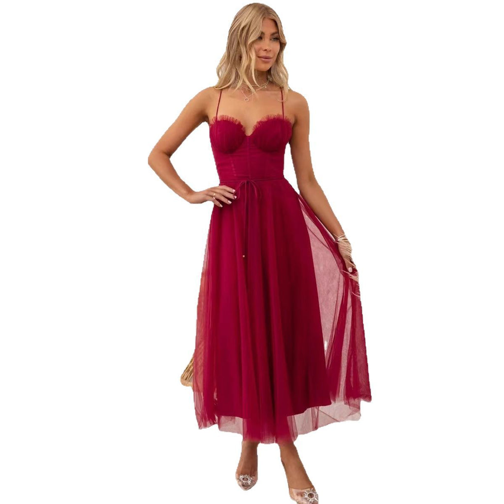 Beautiful Independent Temperament Sexy Straps Tulle Dress