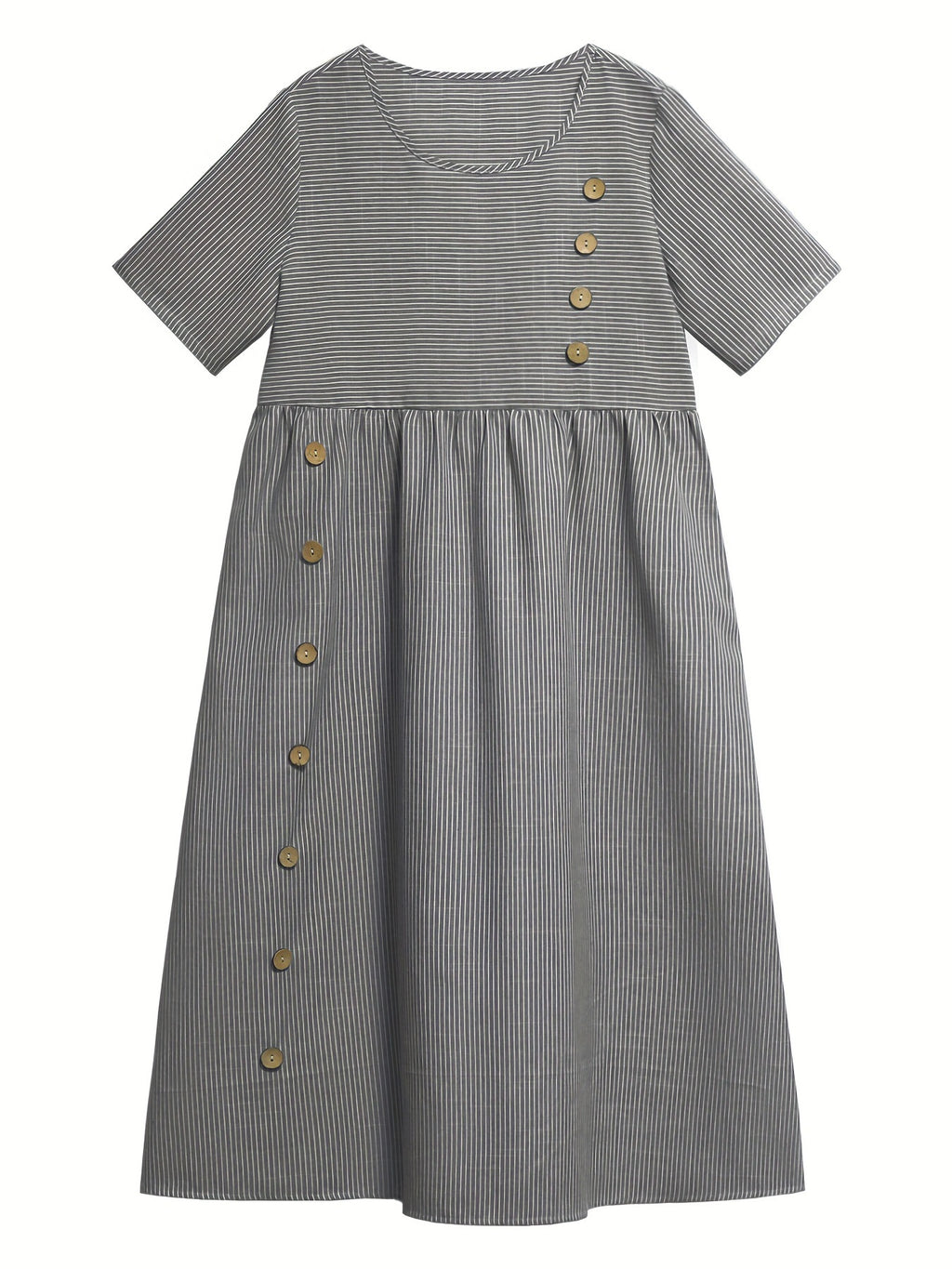 Women's Summer Sleeve Striped Fashion Wear Elegant Fastener Decoration Skirts