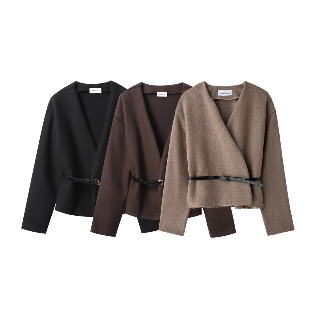Women's Fashion With Belt Soft Long-sleeved Women's Sweater