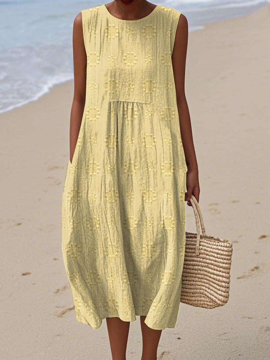 Summer Digital Printing Pattern Sleeveless Long-sleeved Dress