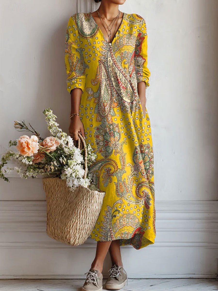 Women's Loose Fashion Long Sleeve Printed Jumpsuits