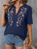 Women's Summer Fashion Ten Thousand Needles Embroidery Stitching Blouses