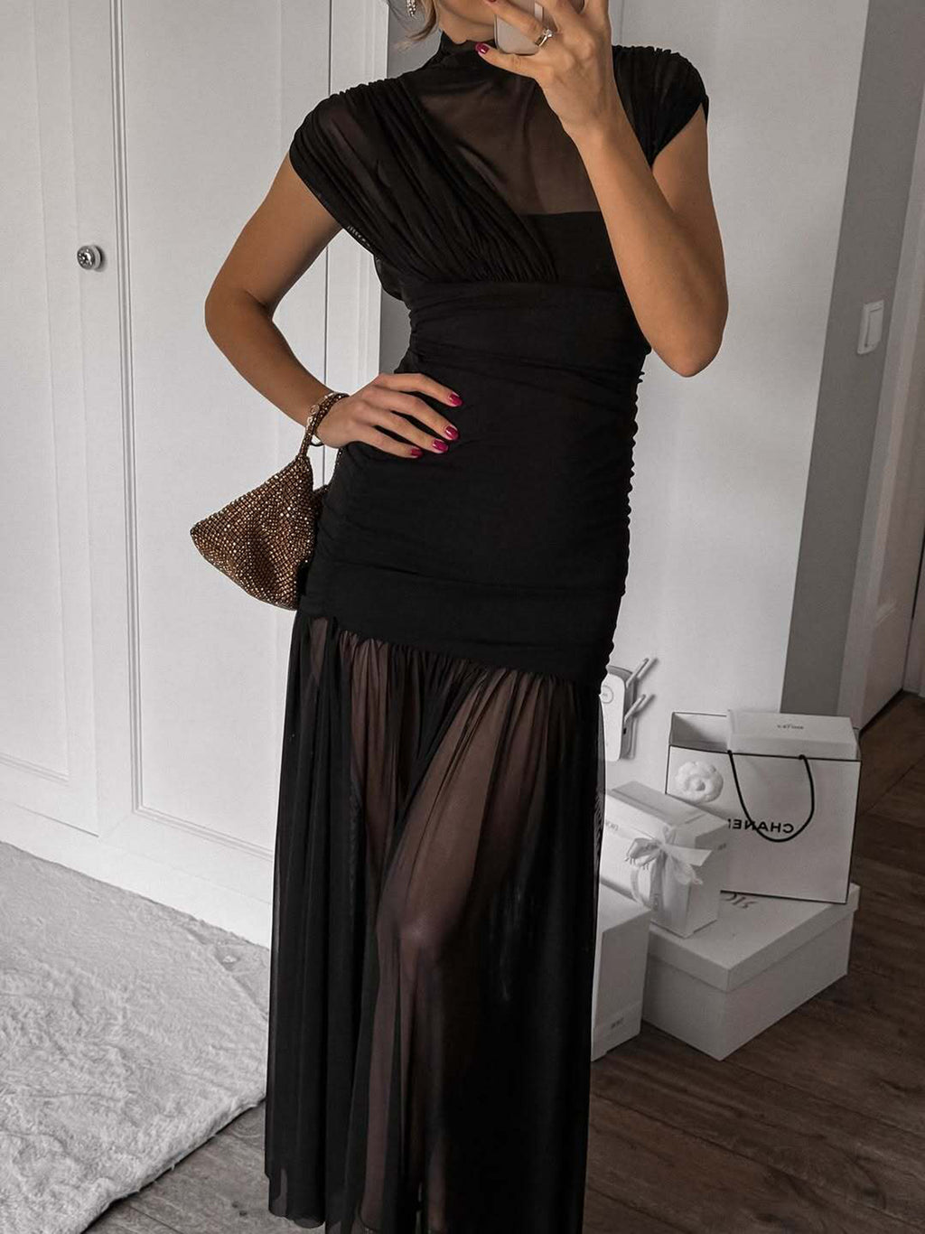 Women's Sexy Style Tight Waist Close-fitting Stitching Dress