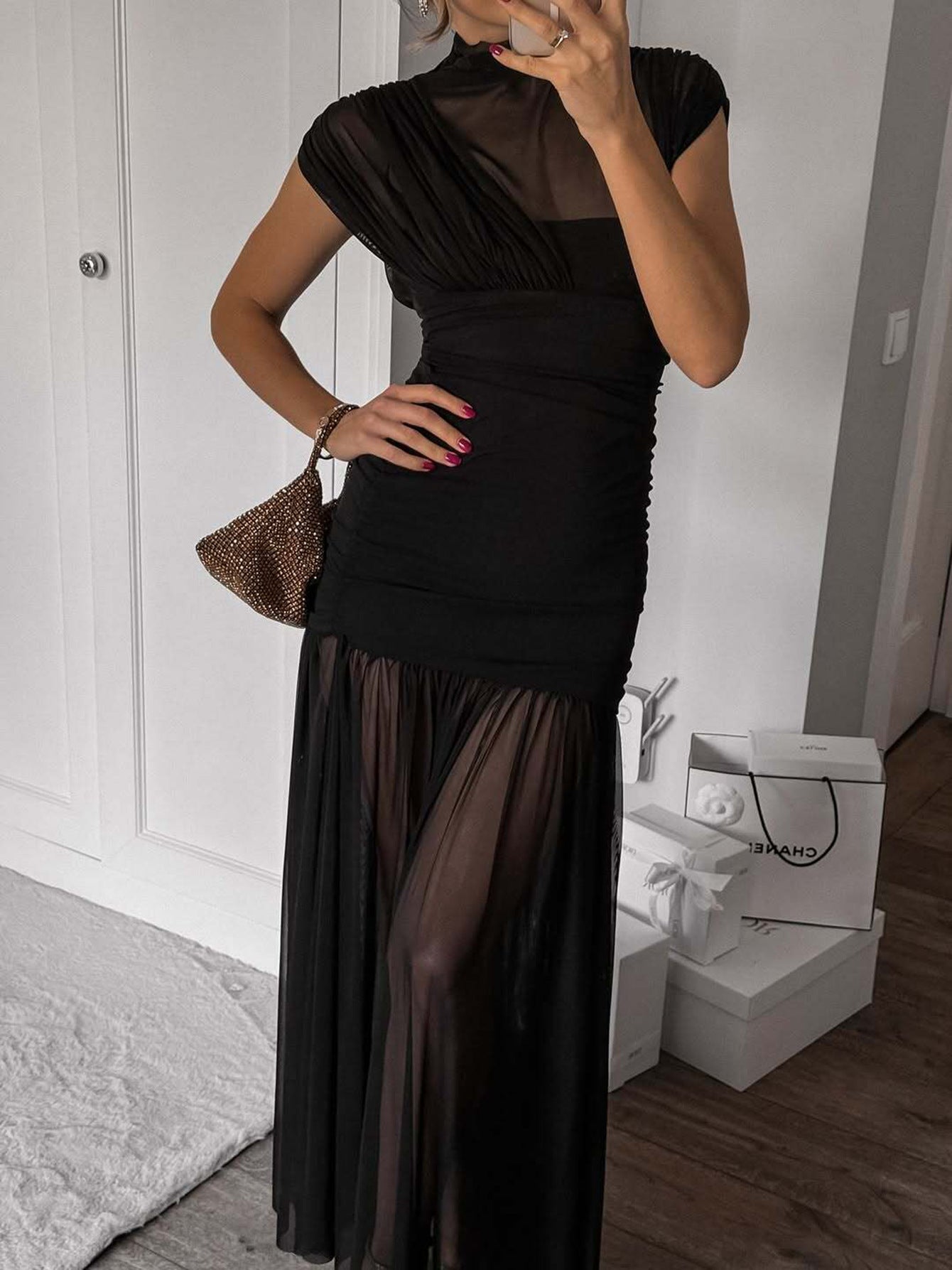 Women's Sexy Style Tight Waist Close-fitting Stitching Dress