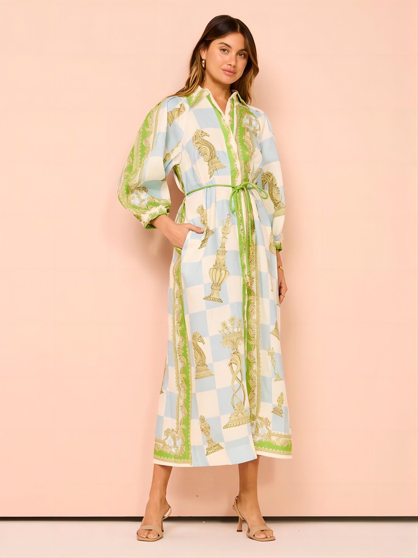 Personalized Casual Fashion Printed Long Shirt Dress