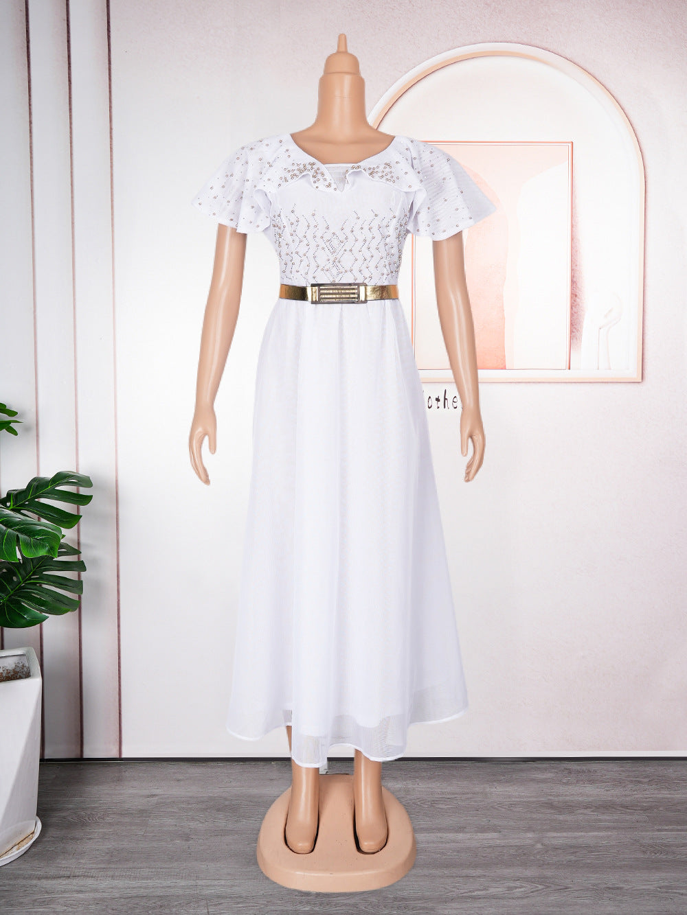 Women's Sexy Hip African Foam High Waist Dress