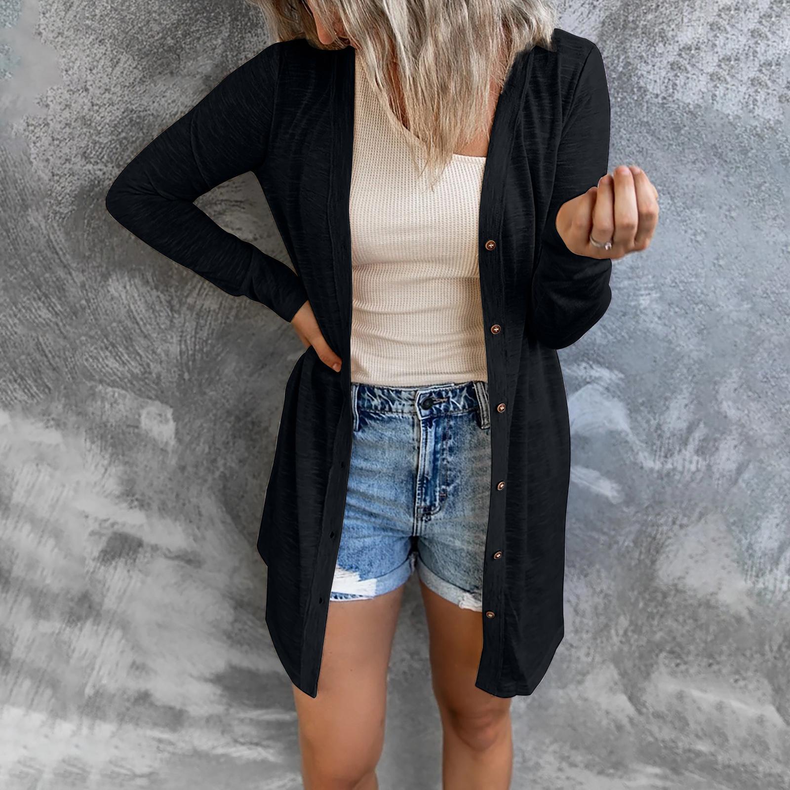 Protection Lightweight Breathable Pure Color Casual Versatile Long Cardigans