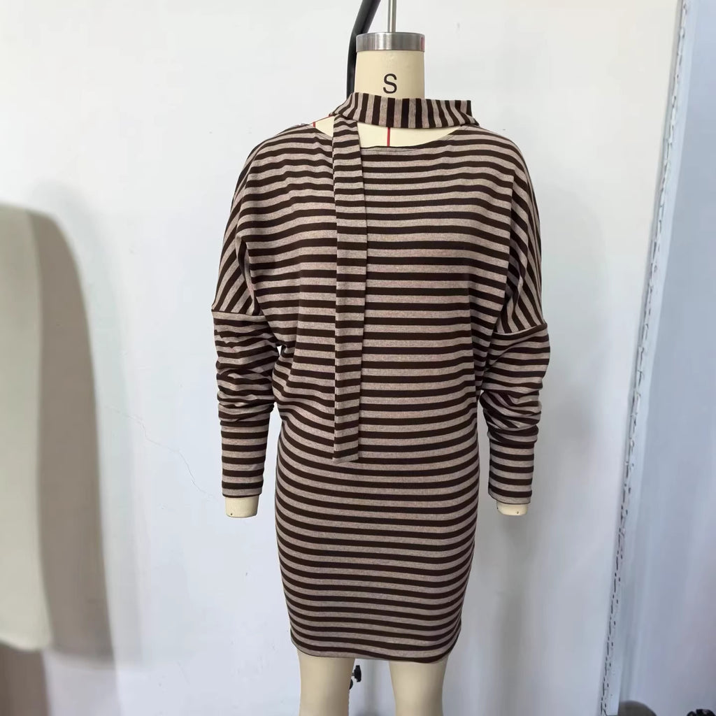 Women's Spring Striped Loose Slimming T-shirt Dress