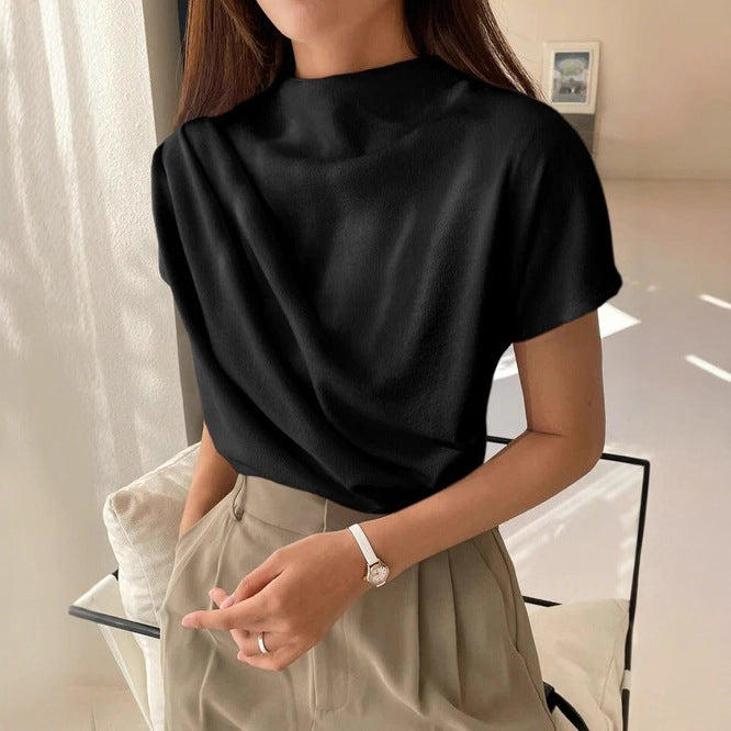 Women's Round Neck Draping Summer Simple Sleeve Women's T-shirt