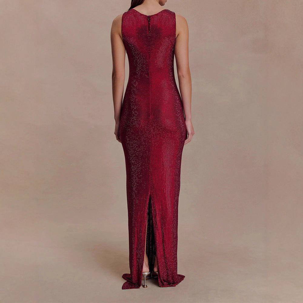 Fashion Ladies Autumn Solid Color Sexy Dress