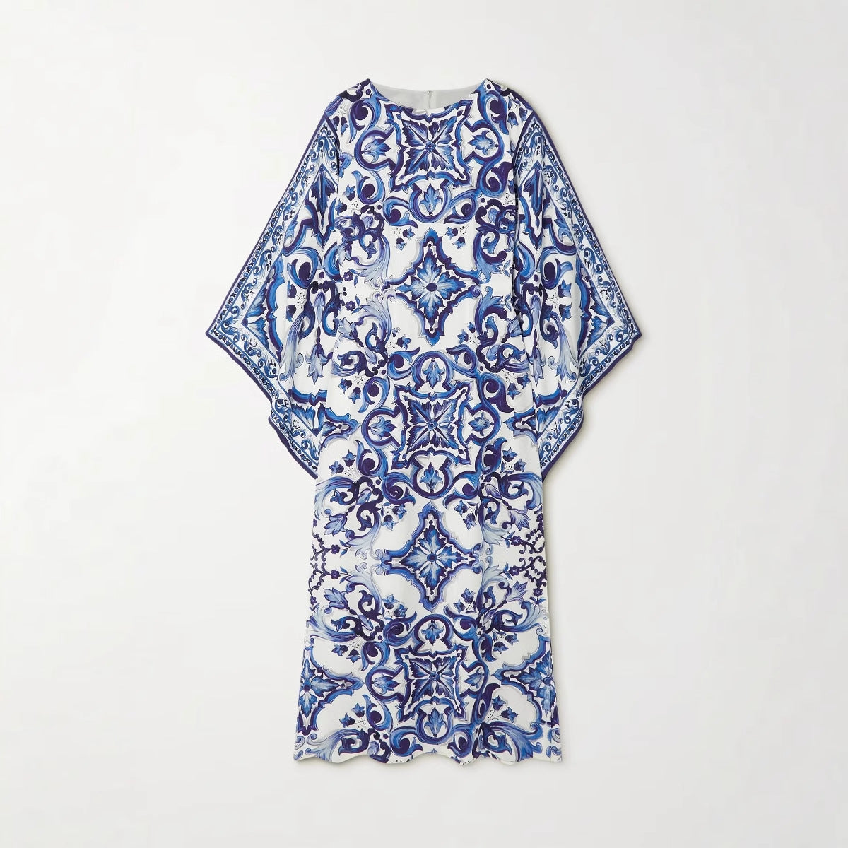 Fashion Blue White Porcelain Printed Loose Dress