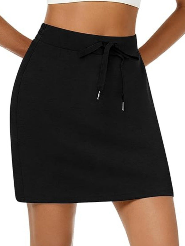 Women's Summer Golf Drawstring Sports Fitness Pocket Skirt