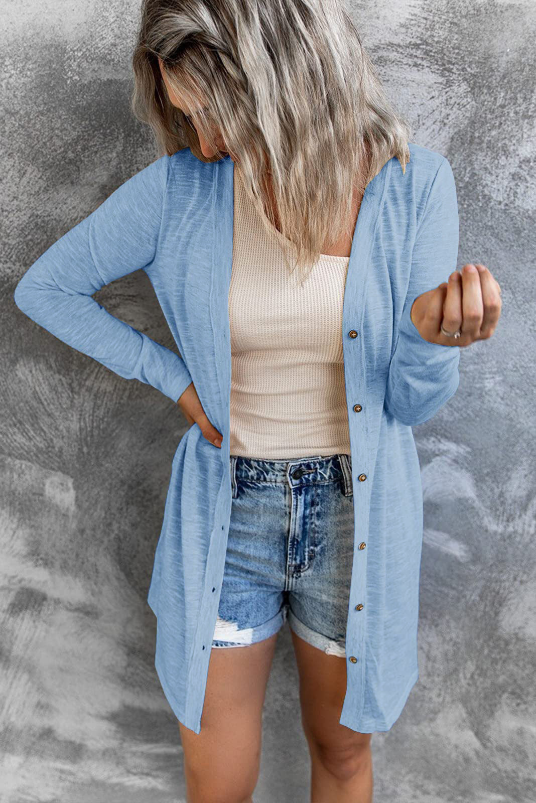 Protection Lightweight Breathable Pure Color Casual Versatile Long Cardigans