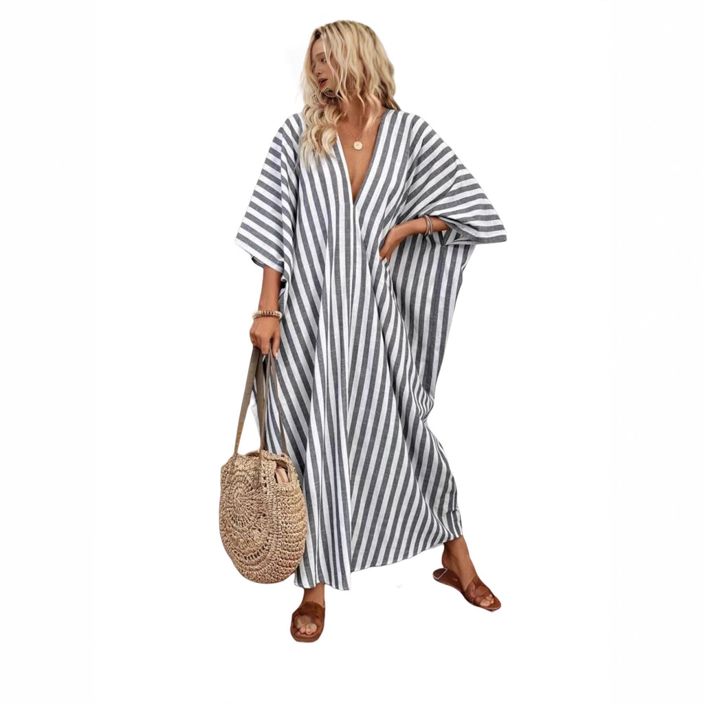 Fashion Loose Casual Striped Long Holiday Dress