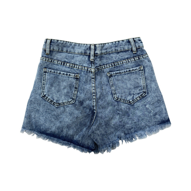 Women's Hole Patch Fried Snowflake Denim For Women's Jeans