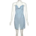 Women's Summer Sexy Hot Halter Three-dimensional Water Drop Decoration High Waist Dress