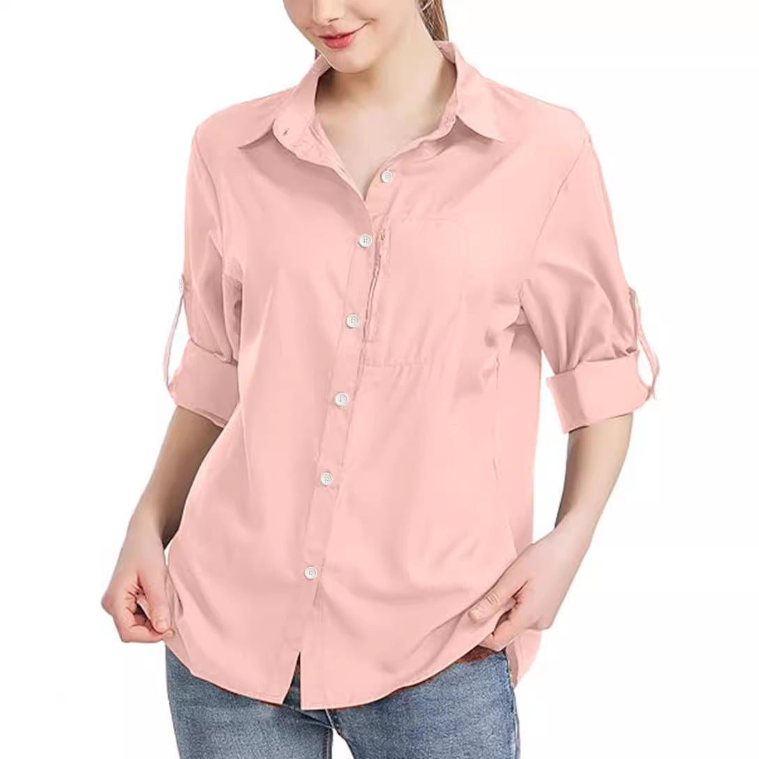 Comfortable Versatile Women's Zipper Pocket Autumn Blouse