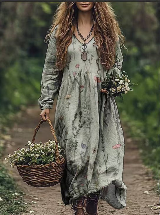 Women's Spring Printed Long-sleeved Other Elegant Dress