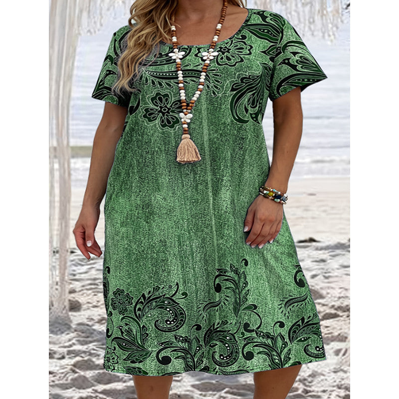 Charming Popular Women's Loose Printed Pocket Plus Size