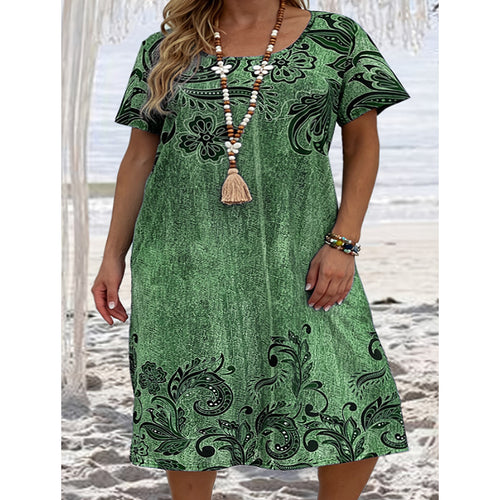 Charming Popular Women's Loose Printed Pocket Plus Size