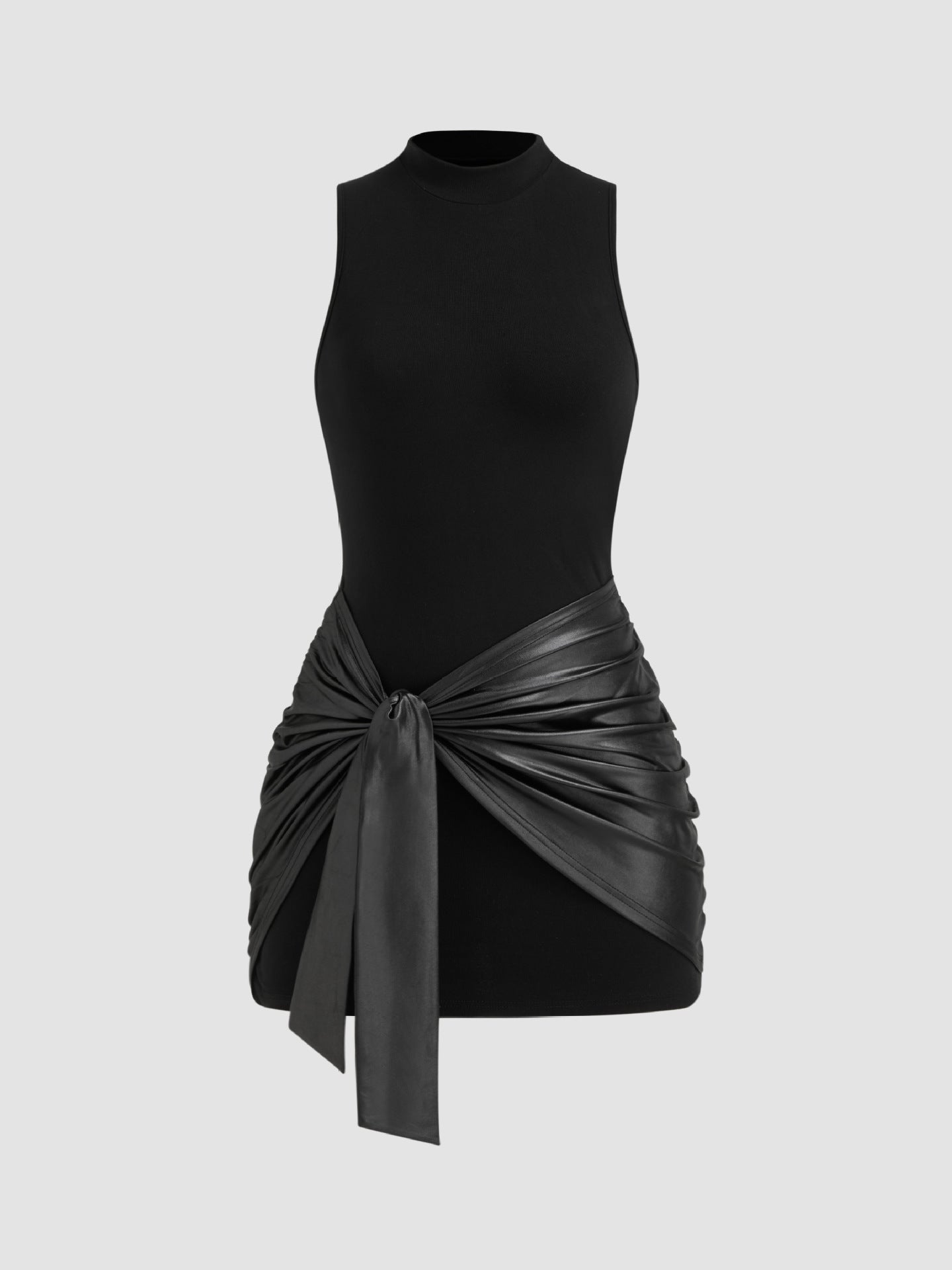 Sexy Solid Color Round Neck Sleeveless Sheath Skirts