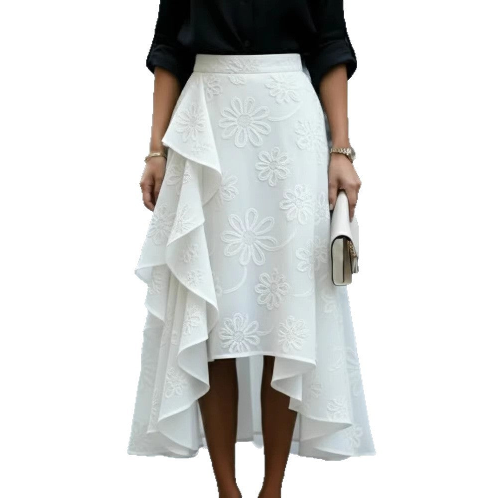 Wavy Edge Elegant Style Personality Mid-length Skirt