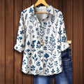 Women's Elegant Retro Floral Long-sleeved Shirt Blouse
