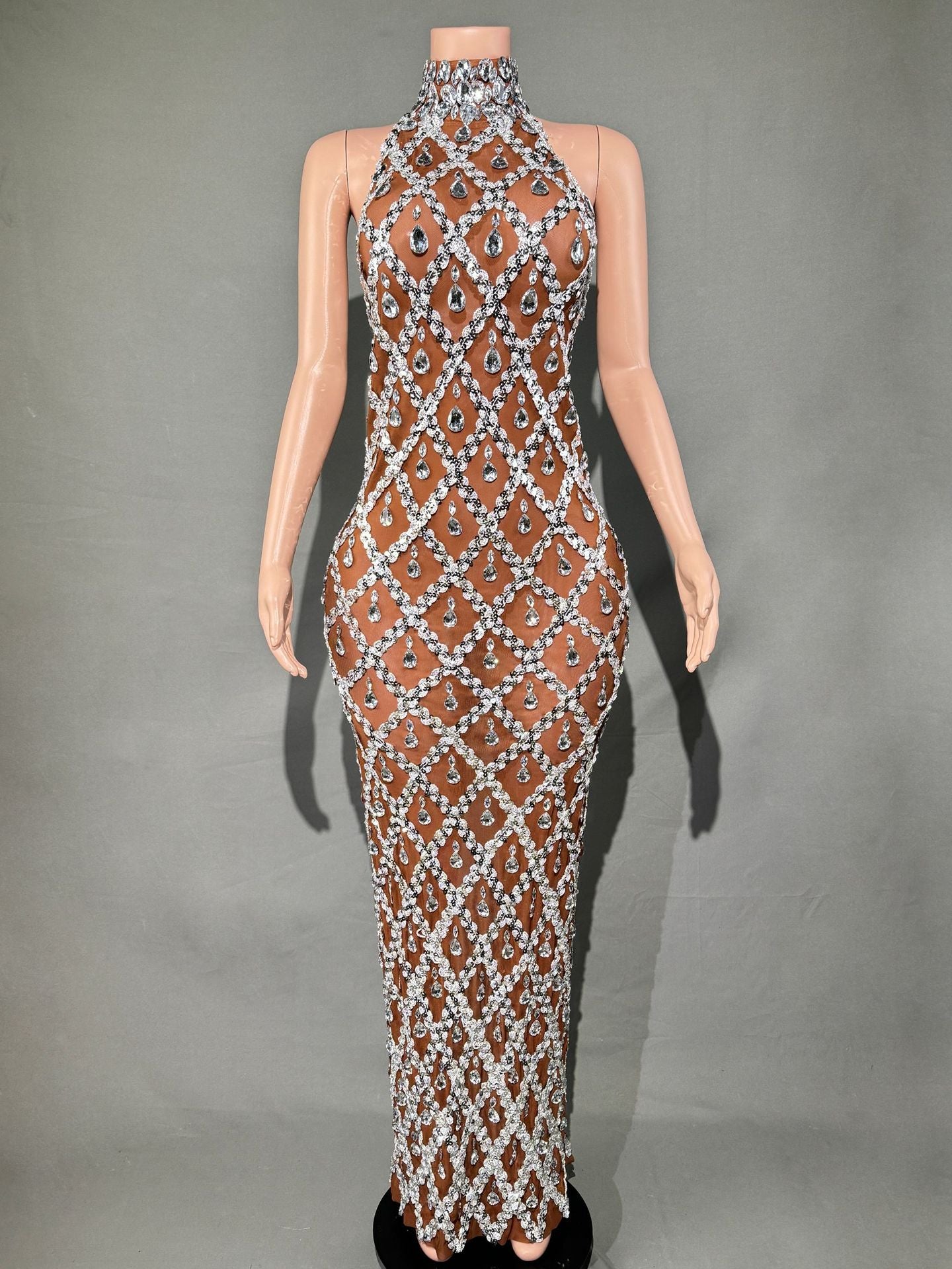 Graceful Women's Shiny Rhinestone Party Formal Dress