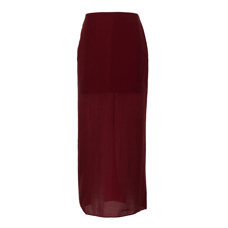 Women's Fashionable Black Mesh Design High Waist Skirts