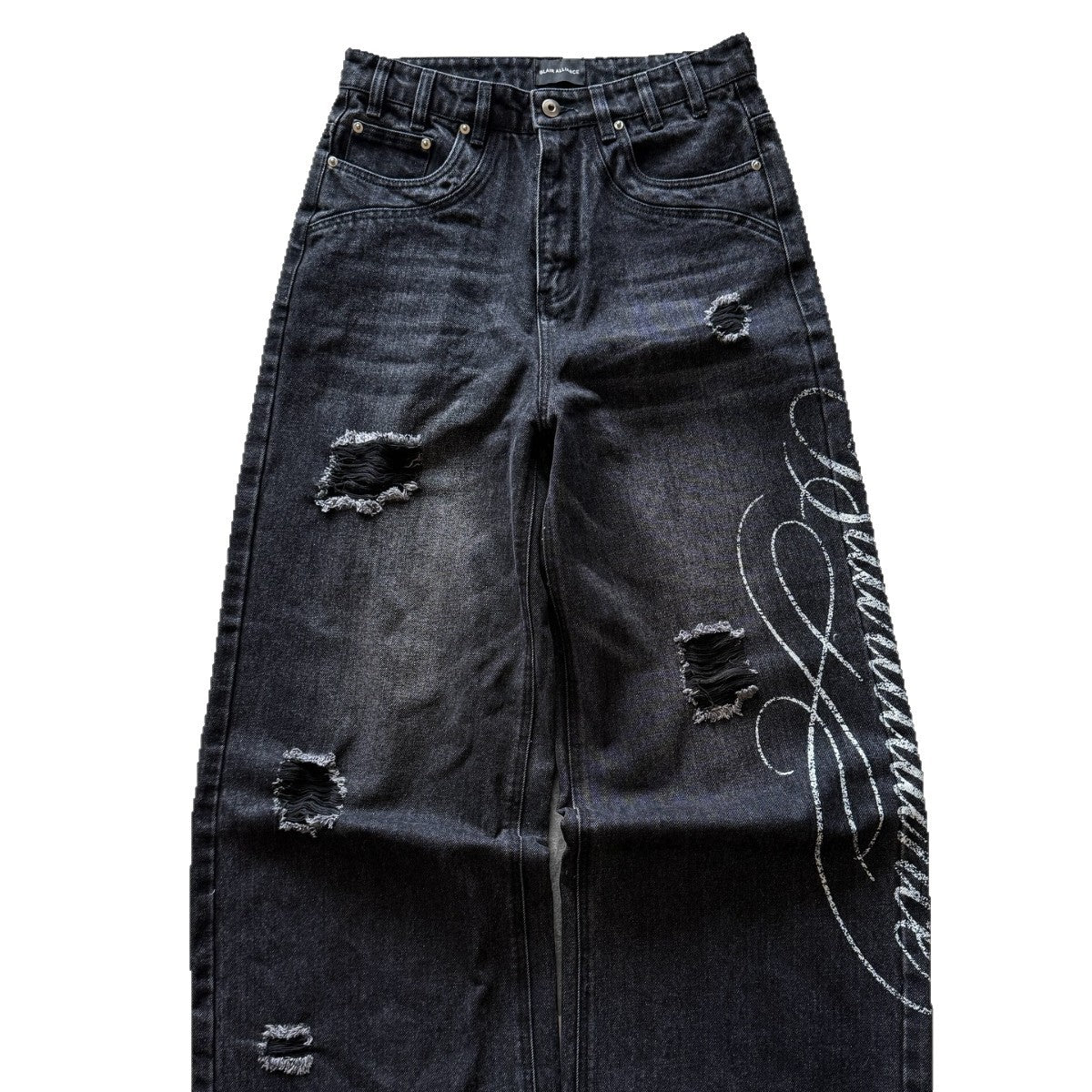Printed Washed Make Old Ripped Personality Street Loose Jeans