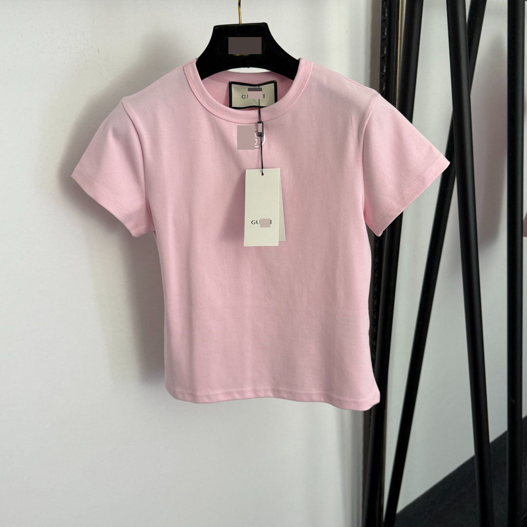 Casual Sweet Dopamine Wear Embroidered Slim Women's T-shirt