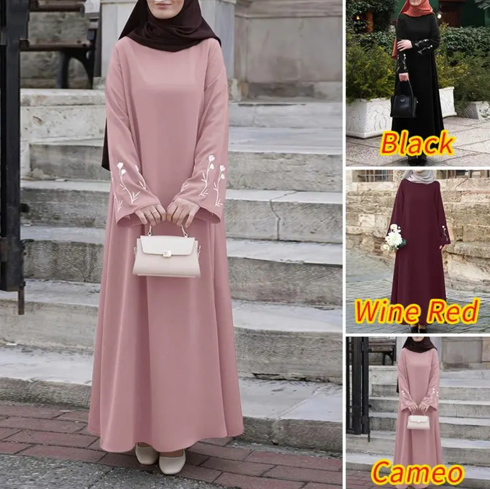 Attractive Robe Solid Color Embroidered Loose Plus Size
