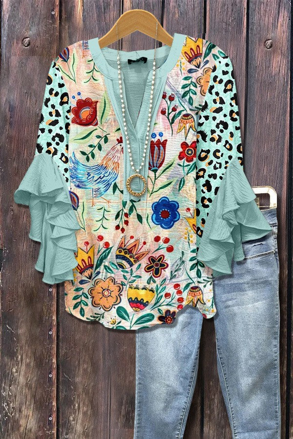 Women's Creative Floral Element Printing Digital Casual Trend Lotus Clothing