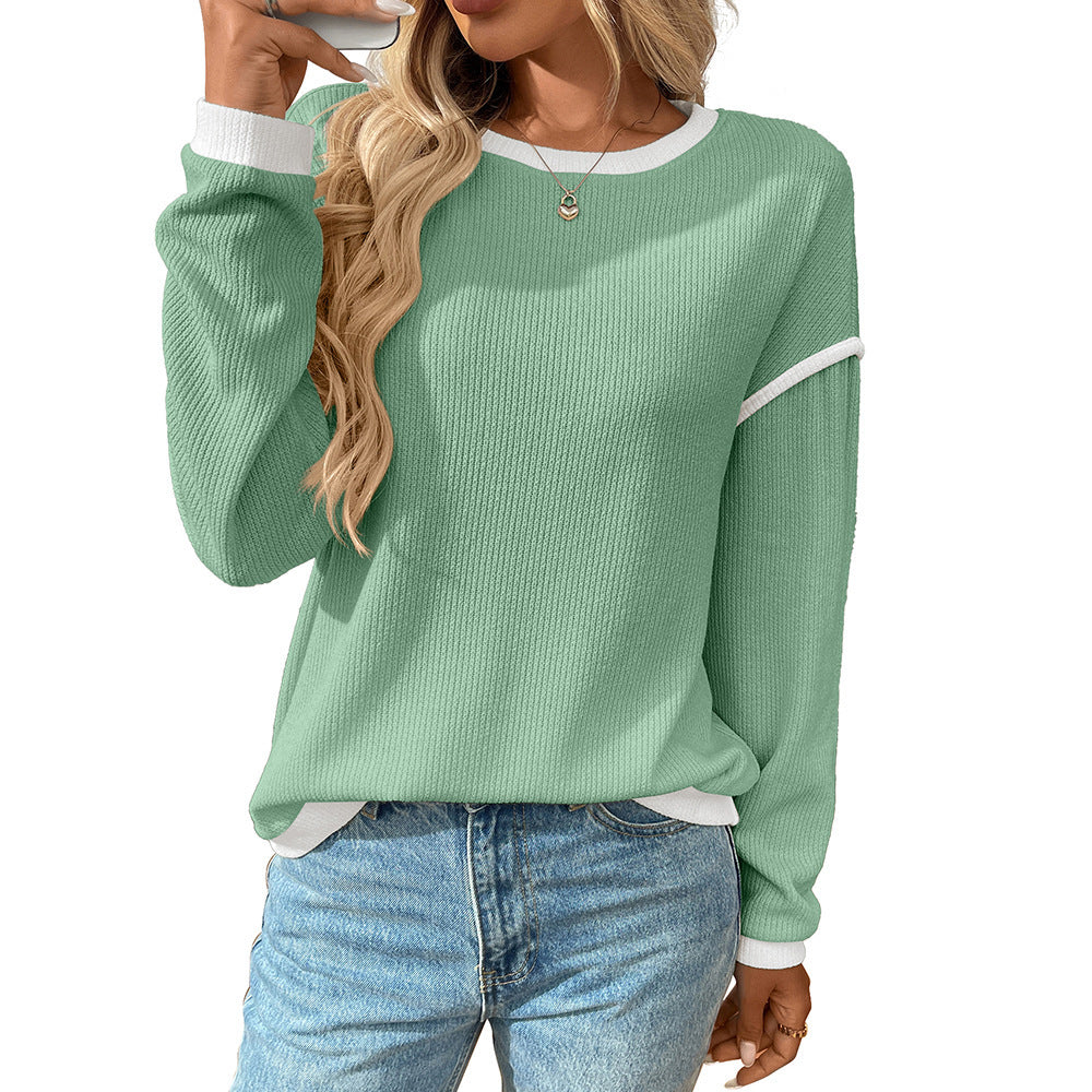 Women's Round Neck Imitation Long Sleeve Loose Women's T-shirt
