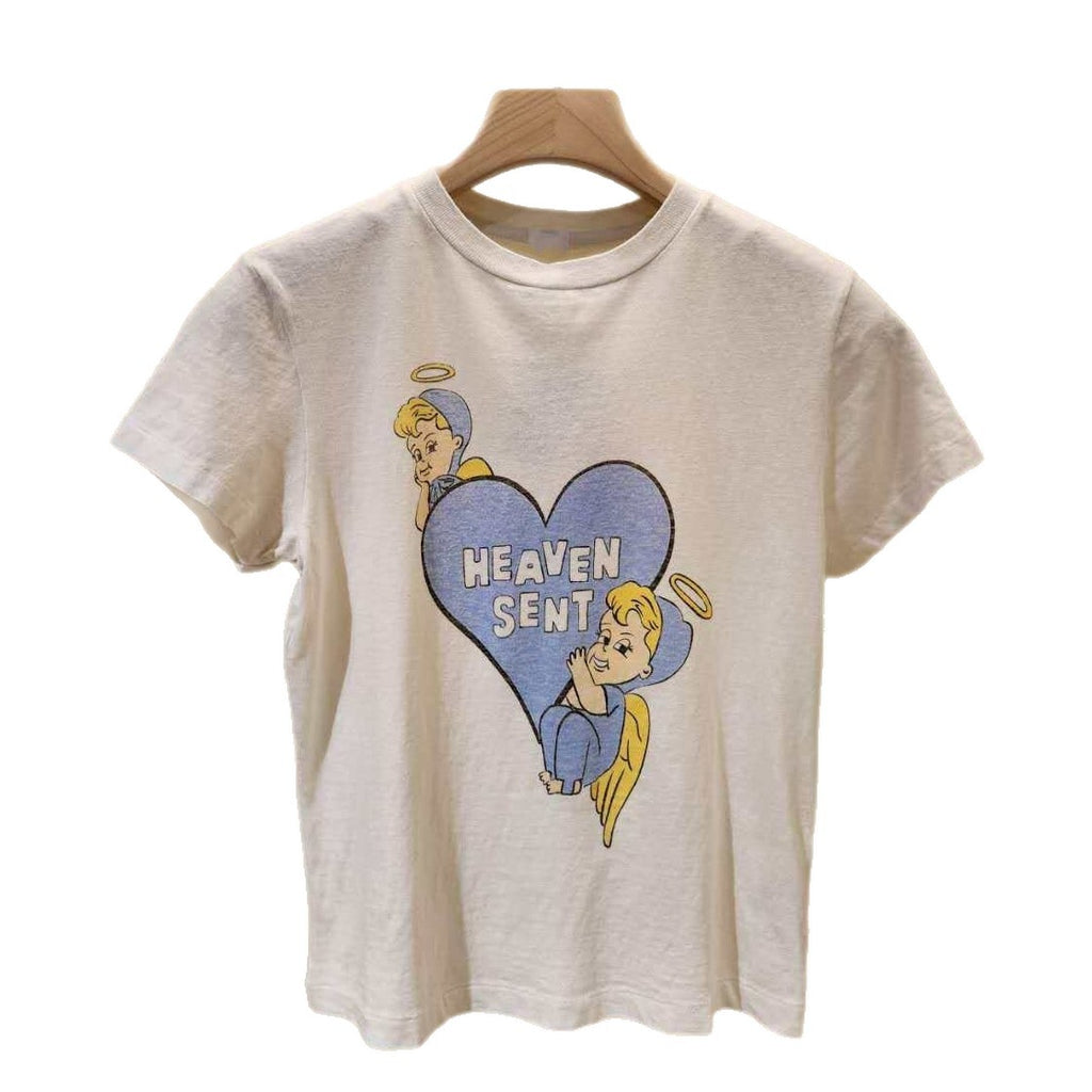 Summer Korean Style Printed Snowflake Cotton Short-sleeved Loose Round Neck Tops