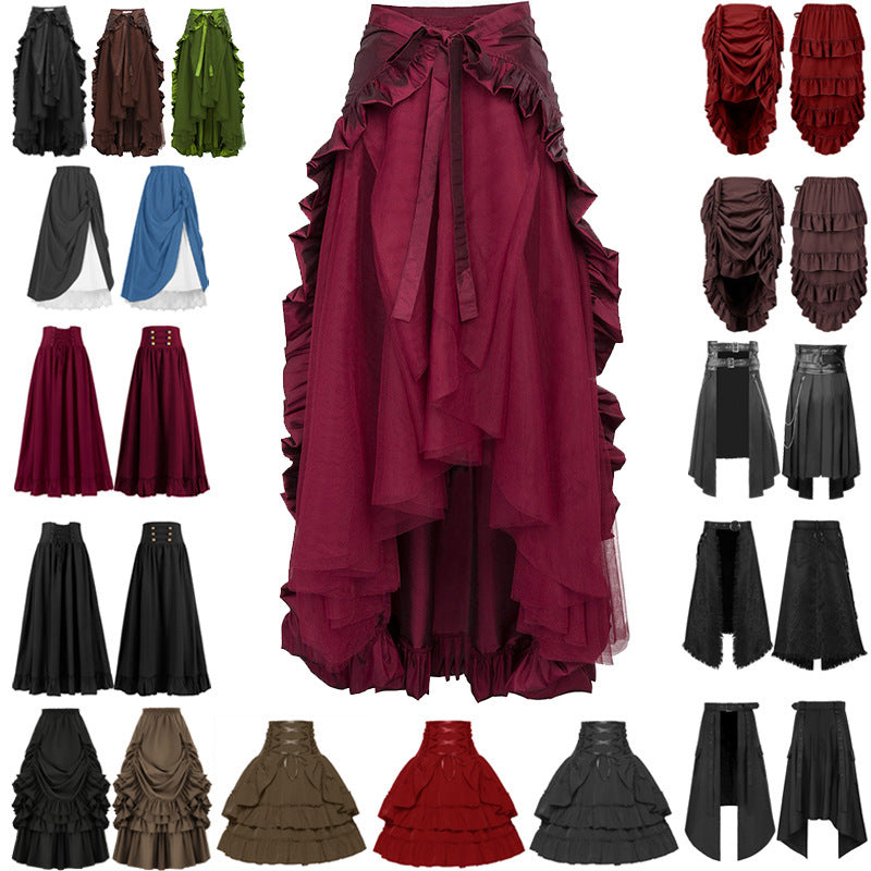 Women's Retro Style Nipped Waist Solid Color Activity Skirts