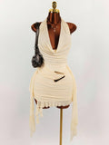 Fashion Solid Color Temperamental Minority Halter Backless Slim Fit Sexy Dress