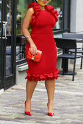 Unique Women's Solid Color Stringy Seedge Dress