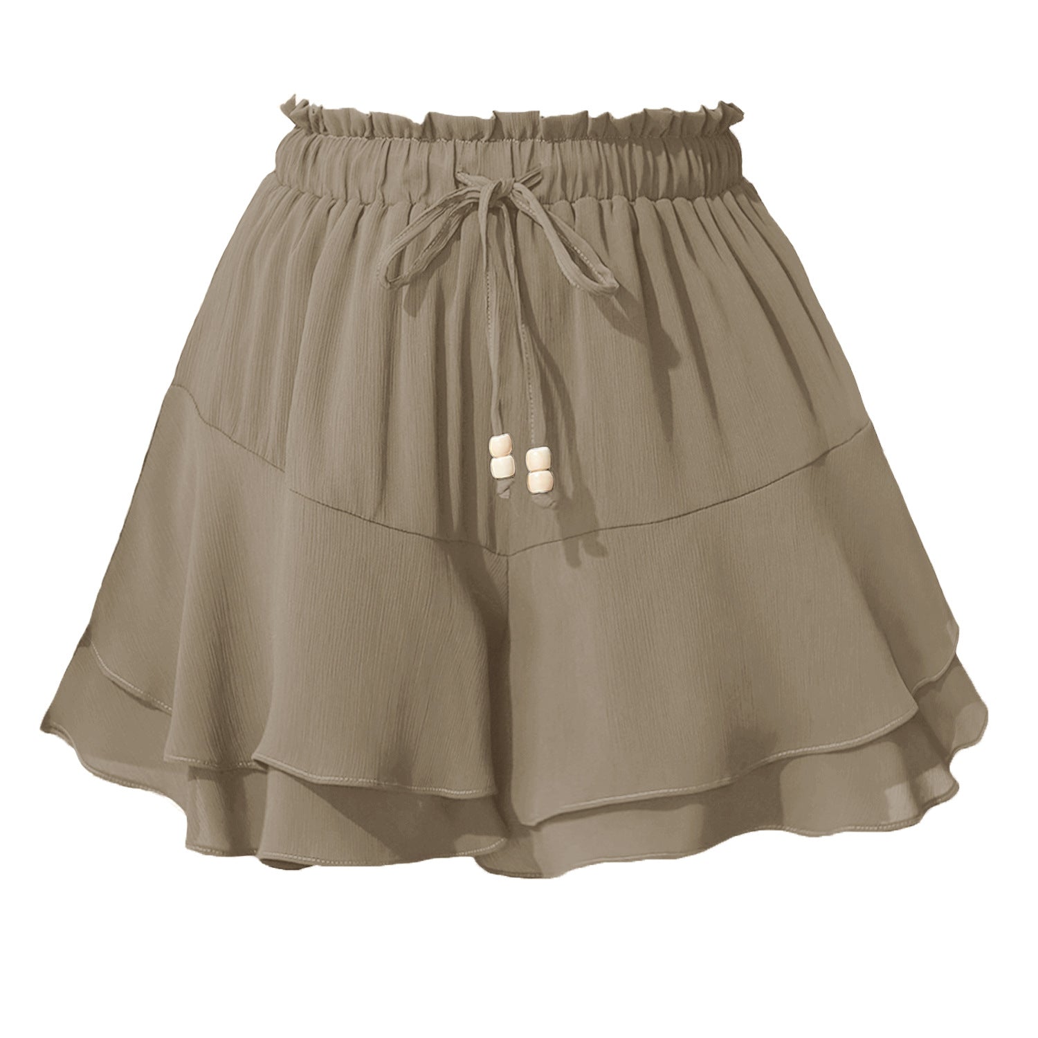 Ruffled Elastic Waist Drawstring Adjustable Sports Casual Skirt