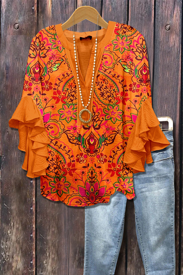 Women's Creative Floral Element Printing Digital Casual Trend Lotus Clothing