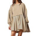 Women's Solid Color Long Sleeve Stitching Loose-fitting Dress