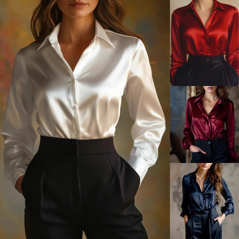 Women's Solid Color Fashion Elegant Long Sleeve Blouse