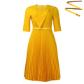 Women's Summer Fashion Elegant Solid Color Pleated Dress