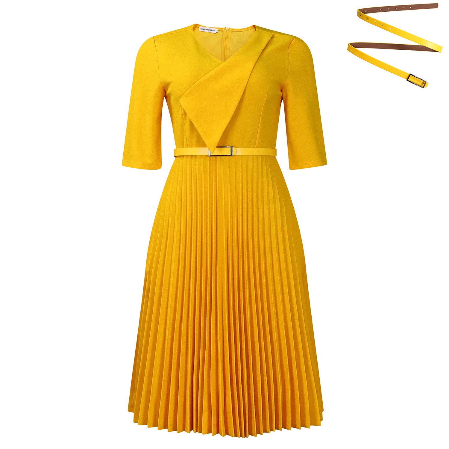 Women's Summer Fashion Elegant Solid Color Pleated Dress